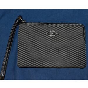 Coach Wristlet 4x6 Small Bag Checkered Fabric